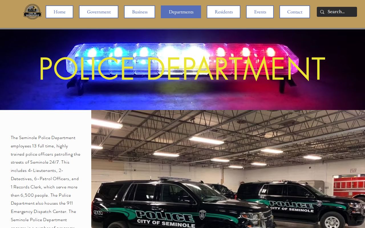 Seminole Police Department official page for city police contact and report records